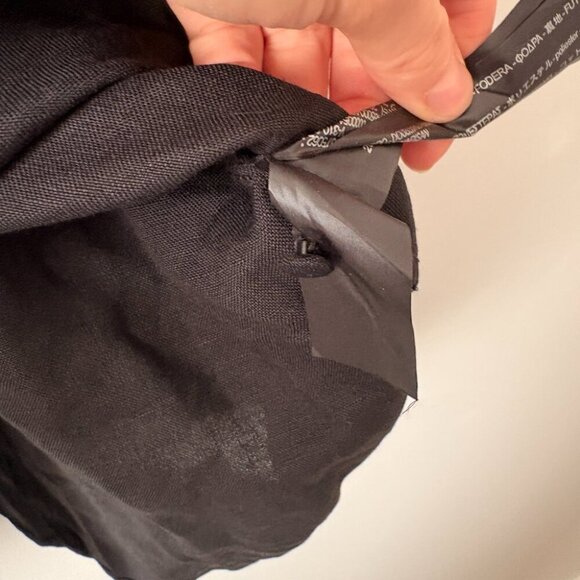 Zara Linen Off Shoulder Button Up Mini Puff Sleeve Dress Black Size XS - Picture 7 of 9